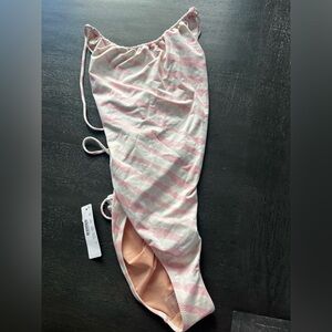 J Crew Playa Women Size Large Pink Striped Bathing Suit One Piece